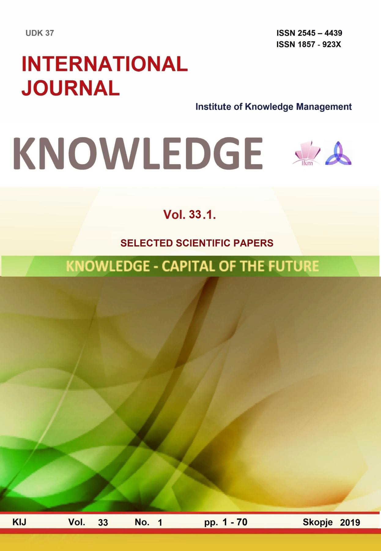 					View Vol. 33 No. 1 (2019): Knowledge International Journal
				